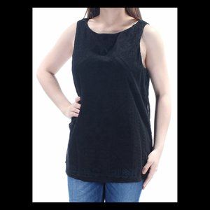 Ralph Lauren Womens Black Lace Lined Sleeveless Blouse Top XL NWT